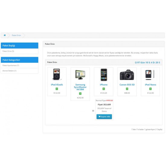Opencart Ürün Paketleri