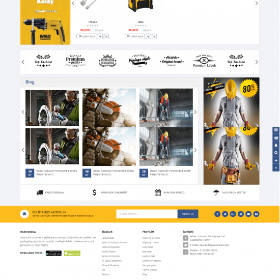 Opencart Oto Yedek Parça Ve Hırdavat Ürünleri 3x Site Teması